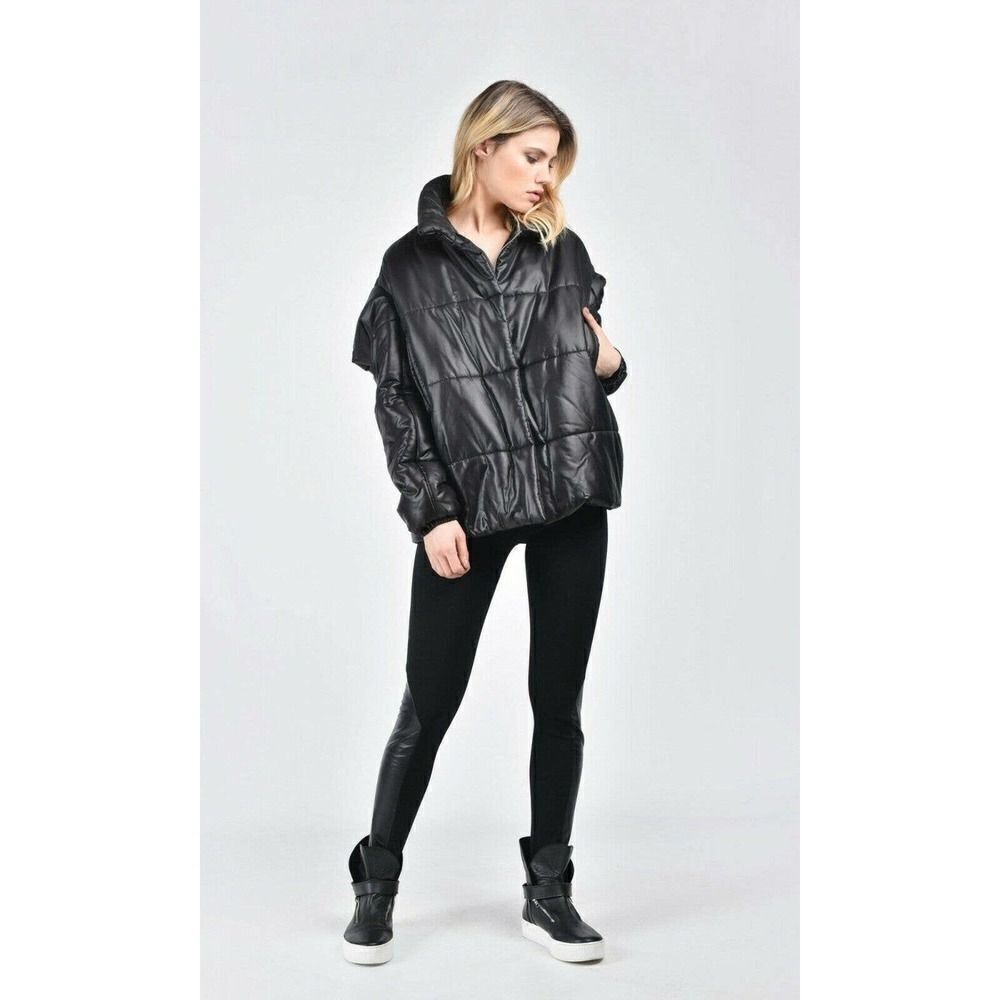 New Aakasha Black Puffer Jacket Coat Asymmetric Extravagant Winter Gym